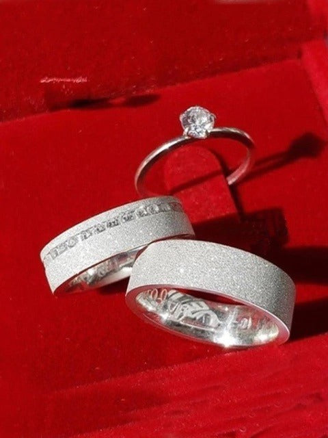 Par de alianças diamantadas cravejadas 6mm + anel solitário