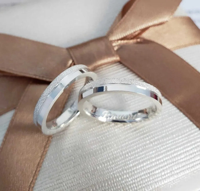 Par de Aliança 3mm diamantada